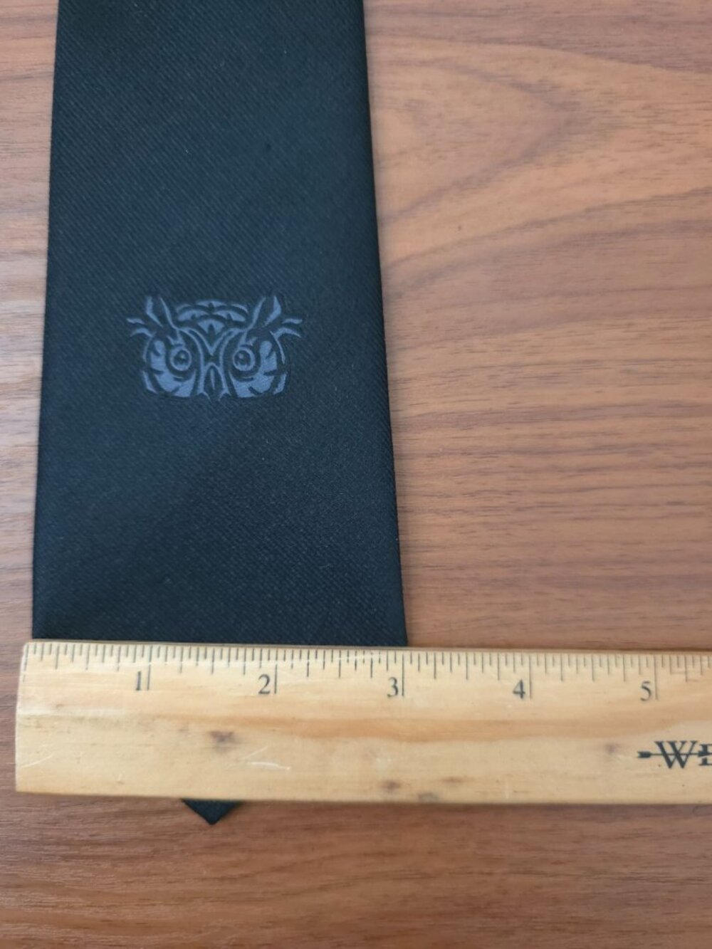 The Academy Of Magical Arts MAGIC CASTLE Handmade Black Silk Tie w/ Owl Design - Picture 5 of 6